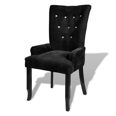 Sillón vidaXL con marco de madera color terciopelo, Negro