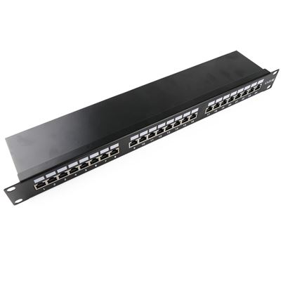 Patch panel RackMatic, de 24 RJ45 Cat.5e FTP 1U negro