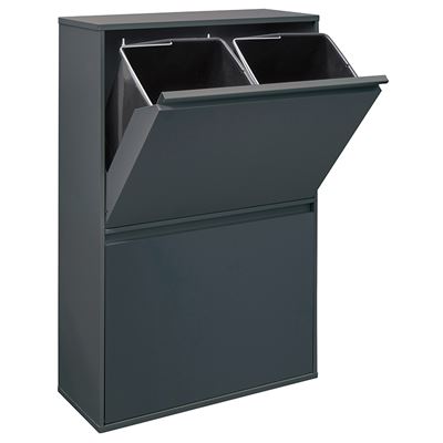 Cubo De Basura Y Reciclaje De Acero Antracita Arregui 4 Compartimentos