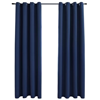 Cortinas opacas con anillas de metal 2 uds azul 140x225 cm vidaXL - 1