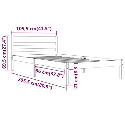 Estructura cama vidaXL madera maciza de pino negro 100x200cm, Camas  plegables, Los mejores precios