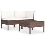 Set muebles de jardín 3 piezas y cojines vidaXL ratán sintético marrón