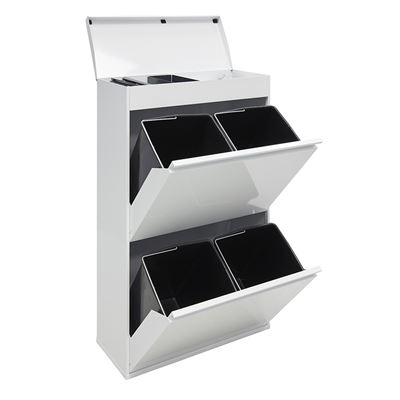 Cubo De Basura Y Reciclaje De Acero Con Bandeja Superior Arregui 4 Cubos