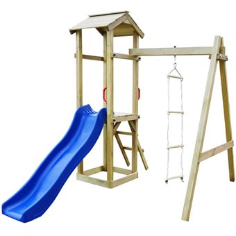 Parque infantil con tobogán vidaXL, y escaleras de madera FSC