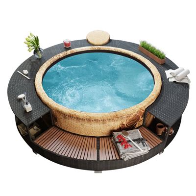 Marco Redondo Para El Jacuzzi De Poli Ratán Negro
