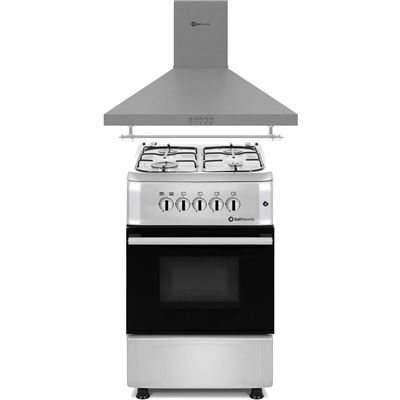 Conjunto Cocina Gas Solthermic F5s40g2i 4 Fuegos 50x55cm Inox + Campana Solthermic H60p-i 60cm Inox