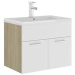 Mueble con lavabo vidaXL aglomerado blanco y roble Sonoma 60x38,5x46 cm