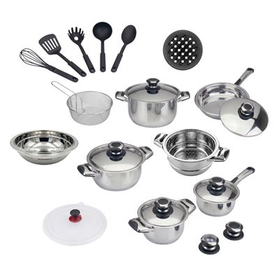 Batería De Cocina De Acero Inoxidable 22 Piezas Trébol Advance Para Todo Tipo De Cocinas
