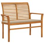 Banco de jardín vidaXL madera maciza de teca con cojín beige 112 cm