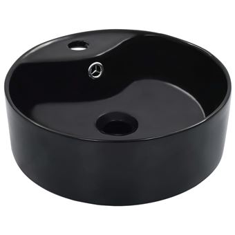 Lavabo vidaXL con rebosadero 36x13 cm cerámica Negro