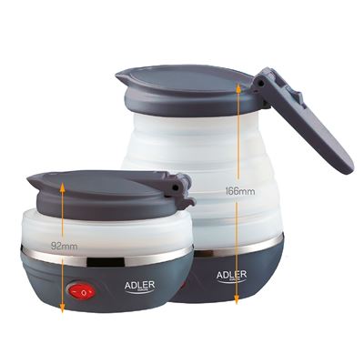 Hervidor De Agua Eléctrico Plegable, Capacidad 0,6l, Resistencia Oculta, Silicona,libre De Bpa Adler Ad1279 750w Blanco
