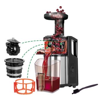 Licuadora Prensado Frío para Verduras y Frutas, Baja Velocidad 60RPM, Slow  Juicer, Boca Ancha MPM MSO-12M 150W Plata - Robots de cocina - Los mejores  precios