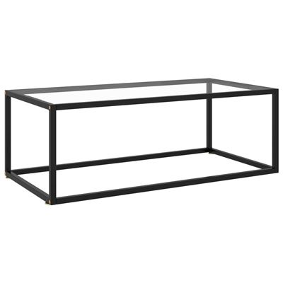 Vidaxl Negra Mesa De Centro Con Vidrio Templado 100X50x35cm