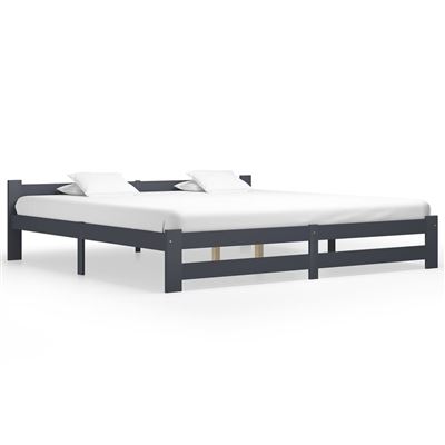 Estructura De Cama Madera Maciza De Pino Gris 200x200 Cm con