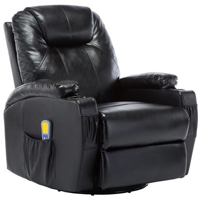 Vidaxl Negro Sillón De Masaje Mecedora De Cuero Sintético