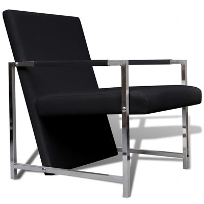 Vidaxl Negro Sillón Con Estructura Cromada Y Cuero Artificial