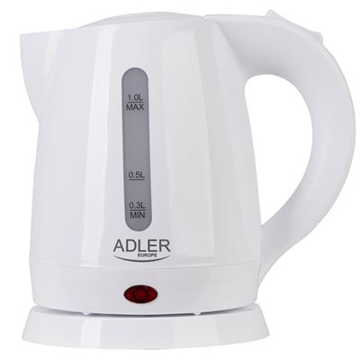 Hervidor De Agua Eléctrico, Capacidad 1 L, Sin Bpa, Resistencia Oculta, Inalámbrico 360º Adler Ad1272 1600w Blanco