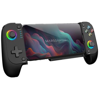 Gamepad Bluetooth 5.0 Mars Gaming Mgpx, Rgb Neon, Vibración Dual Y Función Turbo, Android E Ios, Negro