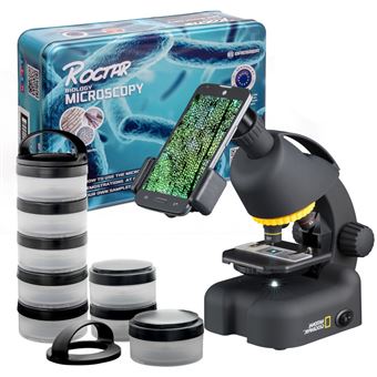 Kit Educativo Microscopio National Geographic 40x-640x con + de 150 experimentos y adaptador para móvil Regalo Comunión - 1