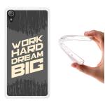 Funda Sony Xperia Z2 Silicona Gel Flexible WoowCase Frase Motivación - Work Hard Dream Big - Transparente