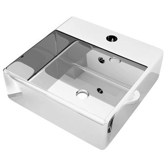 Lavabo vidaXL con rebosadero 41x41x15 cm cerámica plateado