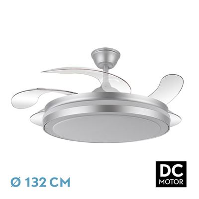 Ventilador De Techo Fabrilamp Dc Esparta Maxi Regulable Con Mando A Distancia 80w 3cct 10255lm Plata