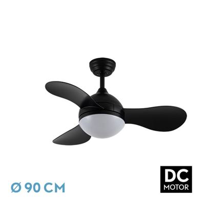 Ventilador De Techo Fabrilamp Led Sólido Regulable Con Control Remoto 24w 3cct 2640lm Ip20 Ø91cm Negro