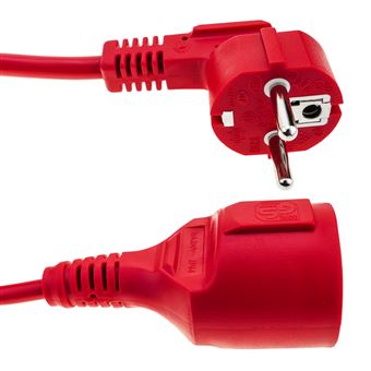 Prolongador de cable eléctrico schuko macho a hembra Cablematic, 2 m rojo -  Cables de corriente - Los mejores precios