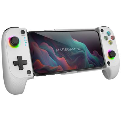 Mars Gaming Blanco Gamepad Bluetooth 5.0 Mgpx, Rgb Neon, Vibración Dual Y Función Turbo, Android E Ios,