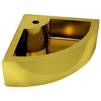 Lavabo vidaXL con rebosadero 45x32x12,5 cm cerámica dorado