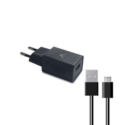 Ksix 10 W Cargador De Red, Usb-a + Cable Usb-a A Micro-usb 1 M, Negro - Imagen 2