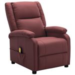 Sillón masaje reclinable cuero sintético vidaXL color vino tinto
