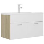 Mueble con lavabo vidaXL aglomerado blanco y roble Sonoma 80x38,5x46 cm 26,8 kg