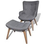 Sillón vidaXL con taburete reposapiés tela Gris