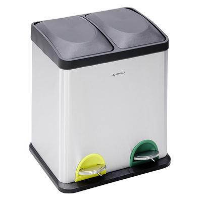 Cubo De Basura Y Reciclaje De Acero Inoxidable Con Pedal Arregui Step Bin Cr705-30l, 2x15l 30l