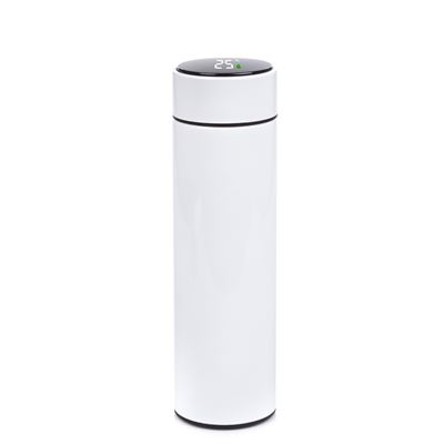 Termo Deportivo De 500ml Con Indicador De Temperatura Inteligente. Botella De Agua Aislada Al Vacío. Dam Blanco