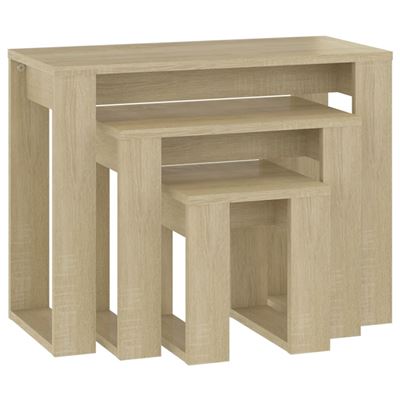 Vidaxl Mesas Apilables 3 Piezas Aglomerado Roble Sonoma