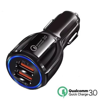 Cargador de mechero coche para móvil carga rápida Qualcomm 3.0 35W doble USB 3.1 A