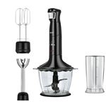 Set 3 en 1 Batidora de Mano, Picadora, Varillas, Accesorios, Acero Inox, Función Smooth Touch, Libre BPA MPM MBL-29/C 1200W Negro