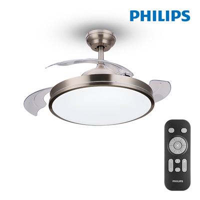 Ventilador Philips De Techo Led Modelo Atlas Níquel 28+35w Aspas 106cm Con Mando A Distancia