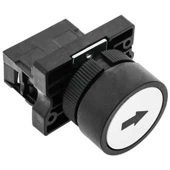 Pulsador momentáneo BeMatik 22mm 1NO 400V 10A normal abierto flecha blanca