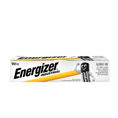Energizer Pack De 12 Pilas Alcalinas Alkaline Industrial 9v / 6lr61 / En22 / 6am6 / E Block /mn1604 12 Uds