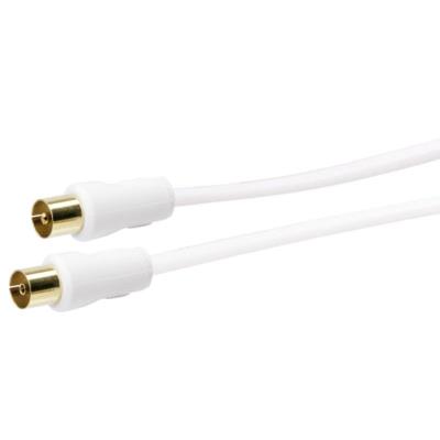 Schwaiger Kvkhq50532 Cable de Conexión iec 5m - Blanco & Chapado en oro (90db)