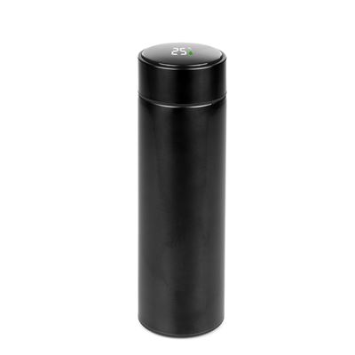 Termo Deportivo De 500ml Con Indicador De Temperatura Inteligente. Botella De Agua Aislada Al Vacío. Dam Negro