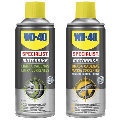 Wd40 Specialist Motorbike lote para cuidado y mantenimiento de cadena con spray limpiacadenas 400ml grasa pack 2 unidades motorcycle