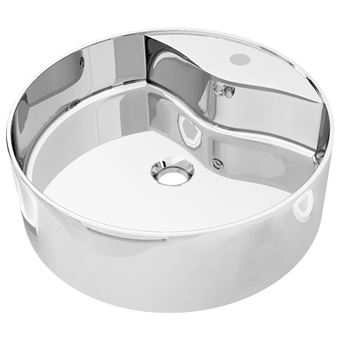 Lavabo vidaXL con rebosadero 46,5x15,5 cm cerámica plateado
