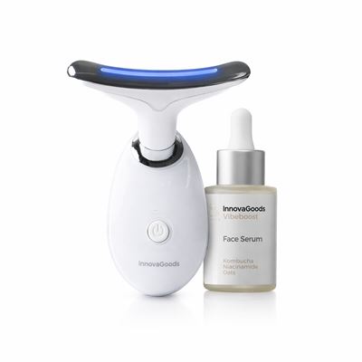 Pack Sérum Facial Kombucha Vibeboost 30 Ml Y Masajeador Facial Eléctrico Reafirmante Para Cara Y Cuello Con Led, Ems Y Calor Innovagoods