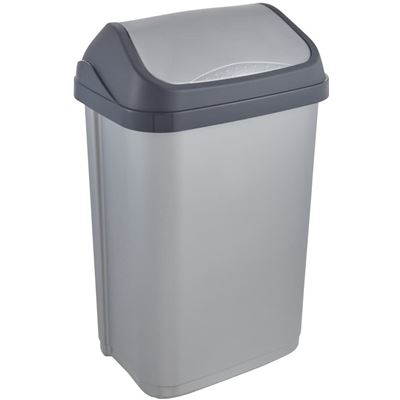 Keeeper Plateado Cubo De Basura Keeper Swantje Con Tapa Basculante 25L