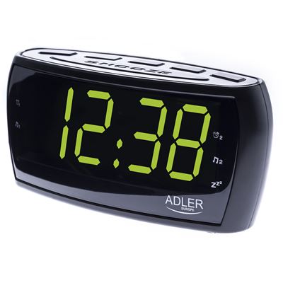 Radiodespertador Digital Am-fm, Gran Pantalla Led, Control De Brillo, Función Snooze Adler Ad1121 Negro