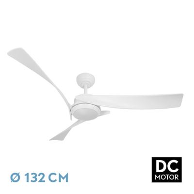 Ventilador De Techo Fabrilamp Led Tarento Regulable Con Control Remoto 24w 3cct 2424lm Ip20 Ø132cm Blanco